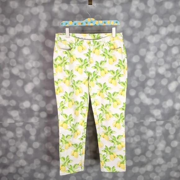 Talbots Lemon Print Ankle Jeans - Picture 2 of 6